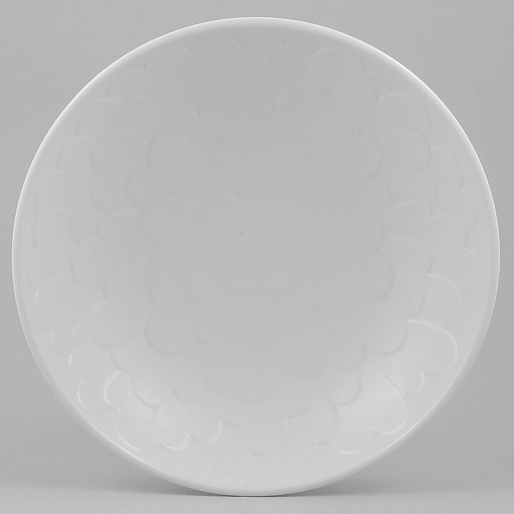 Gertrud Lönegren (Capri 1936) White Bowl with Leaf Relief 25 cm