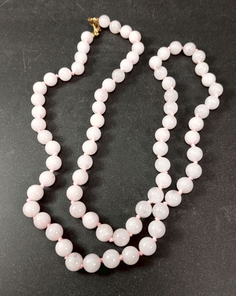 Ljus Rosenkvarts Pärla Halsband
