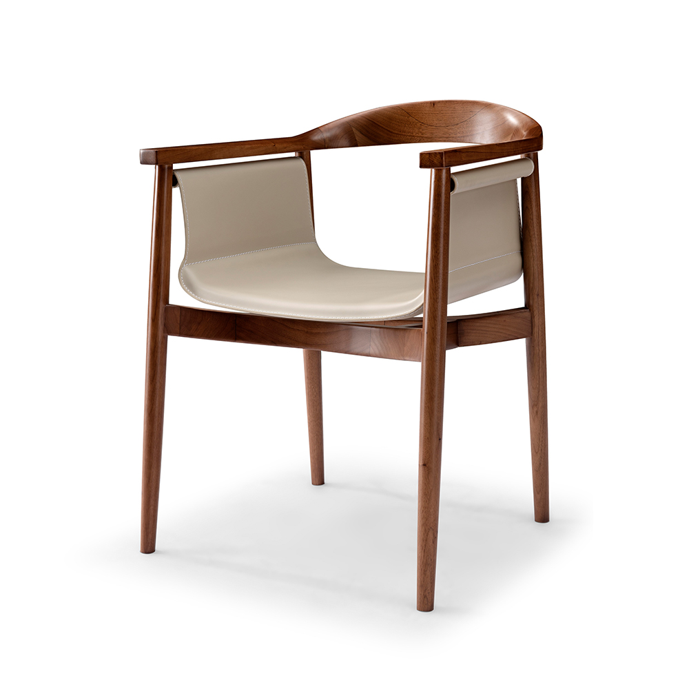 Matstol i valnötsfinish/beige