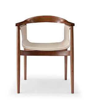 Matstol i valnötsfinish/beige