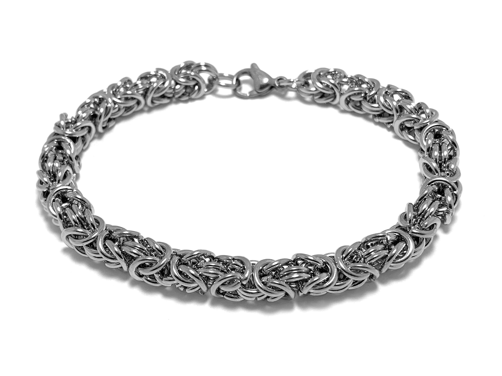 Kungslänk Armband i Rostfritt Stål, Tjock Armbandslänk, Rejält Byzantinsk Länkarmband