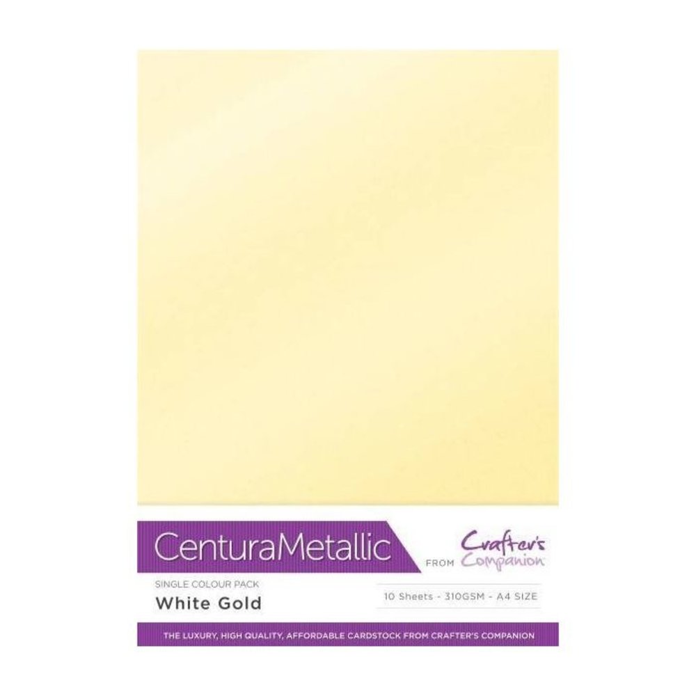 Crafters Companion Centura Pearl Card Pack A4 10/Pkg - White Gold