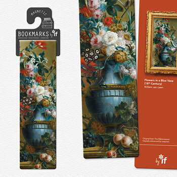 Classics : Bookmark Collection - Flowers in a Blue Vase - Dubbelt magnetbokmärke med konstmotiv