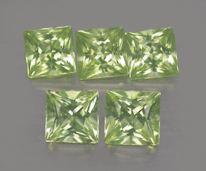 5 piezas de piedras preciosas de peridoto genuinas naturales de corte princesa de 2,9 mm
