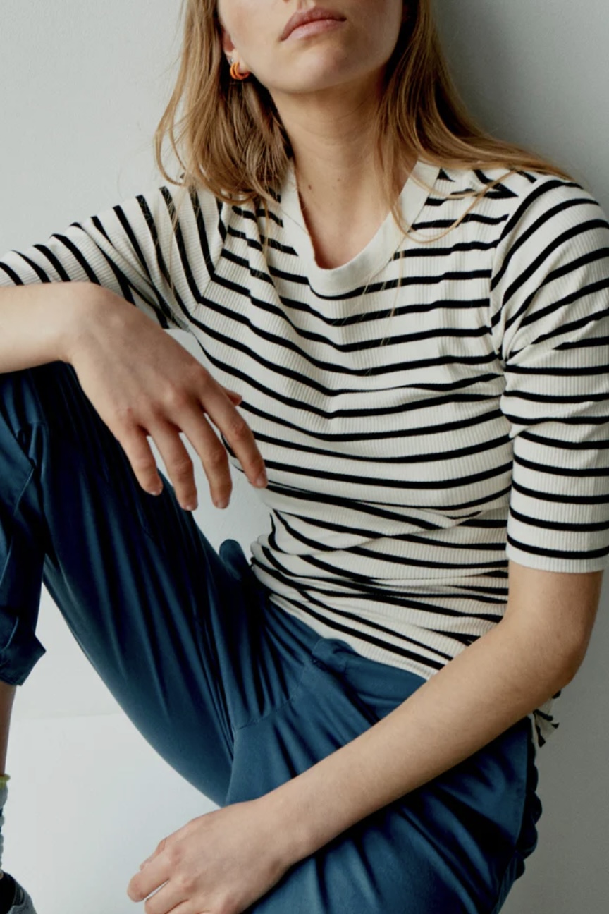 Penn & Ink NY - T-Shirt Stripe Ecru / Black - 3