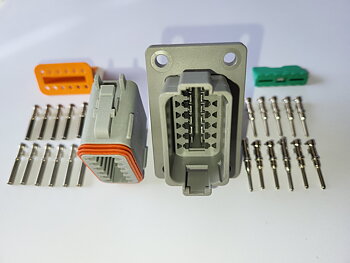 DT, female + male with flange to mount at firewall , 12-pos