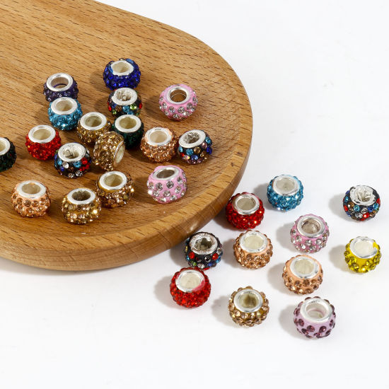 Bead European  Polymer Clay w. Rhinestones - 3