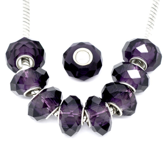 Bead/Charm , Glass Faceted Purple  - 2