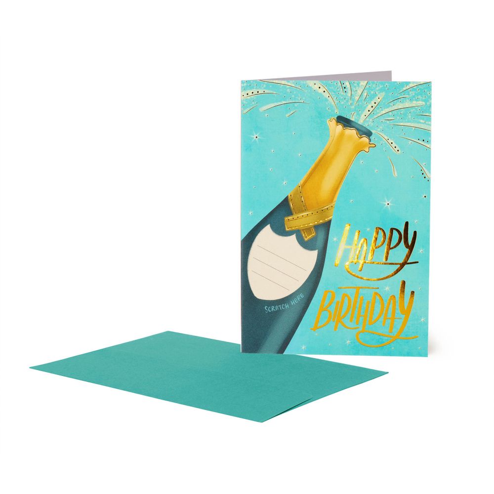 Scratch off card, Happy birthday (champagneflaska), kort - 3