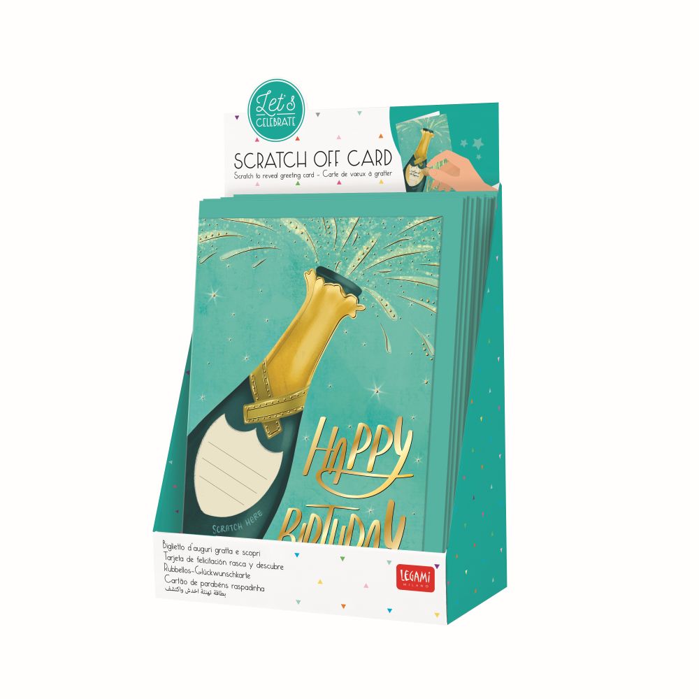 Scratch off card, Happy birthday (champagneflaska), kort - 2