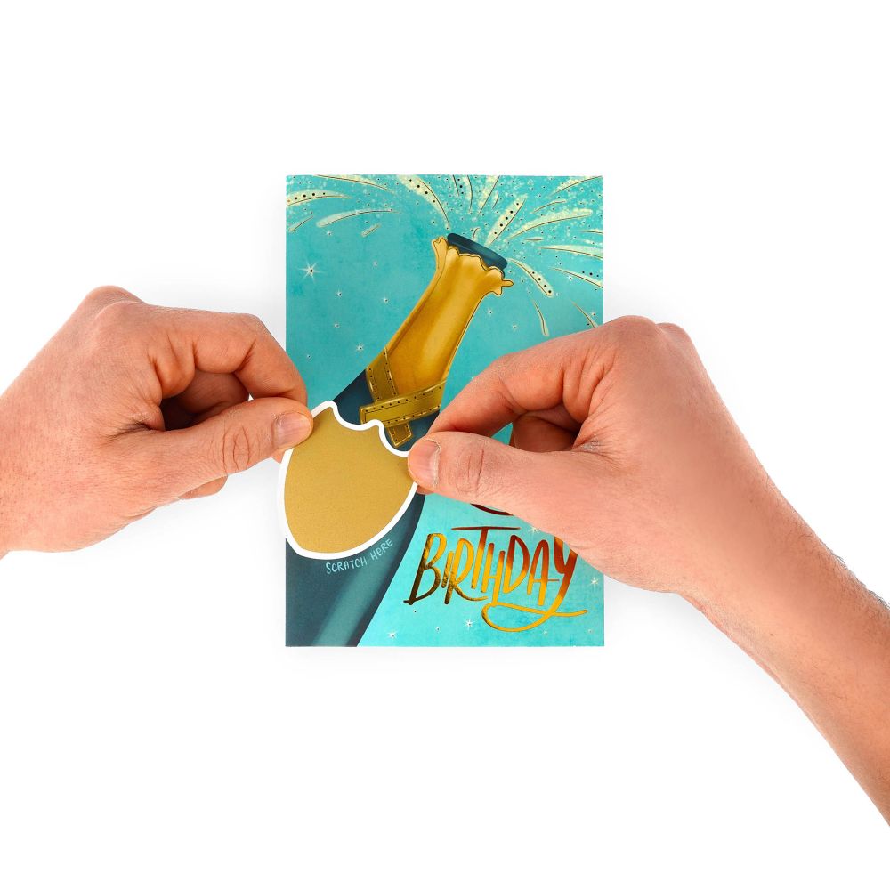 Scratch off card, Happy birthday (champagneflaska), kort - 5