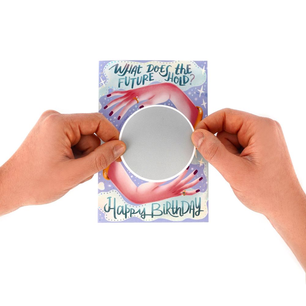 Scratch off card, Happy birthday (hænder og spåkugle), kort - 3