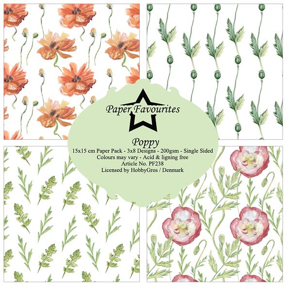 Paper Favourites Poppy 6x6 Inch Paper Pack  - 3