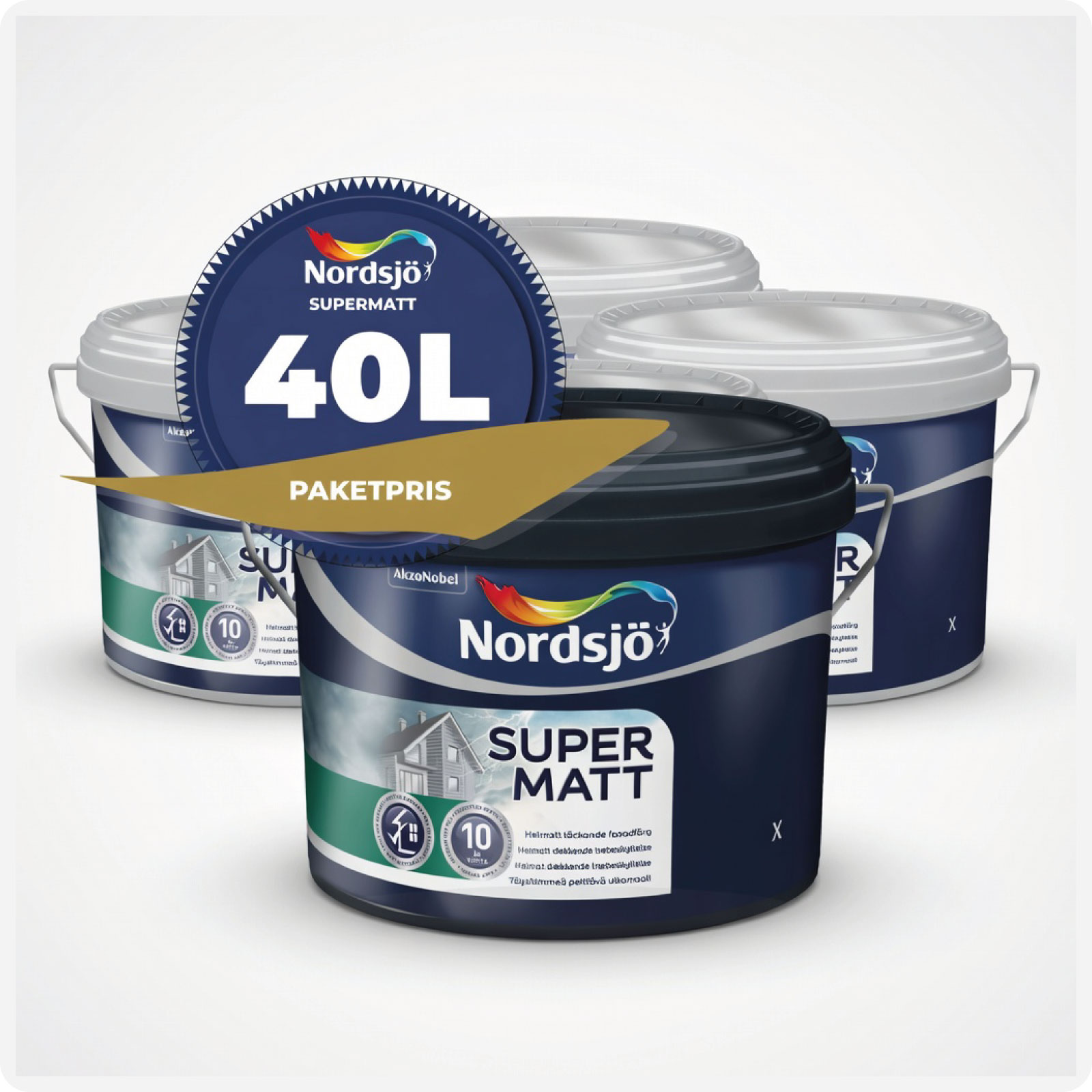 PAKET! FASADFÄRG NORDSJÖ SUPERMATT, 40 L