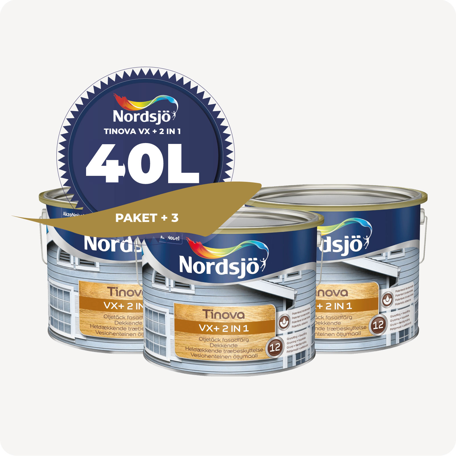PAKET! FASADFÄRG NORDSJO VX PRO 2 IN 1, 40L - 6