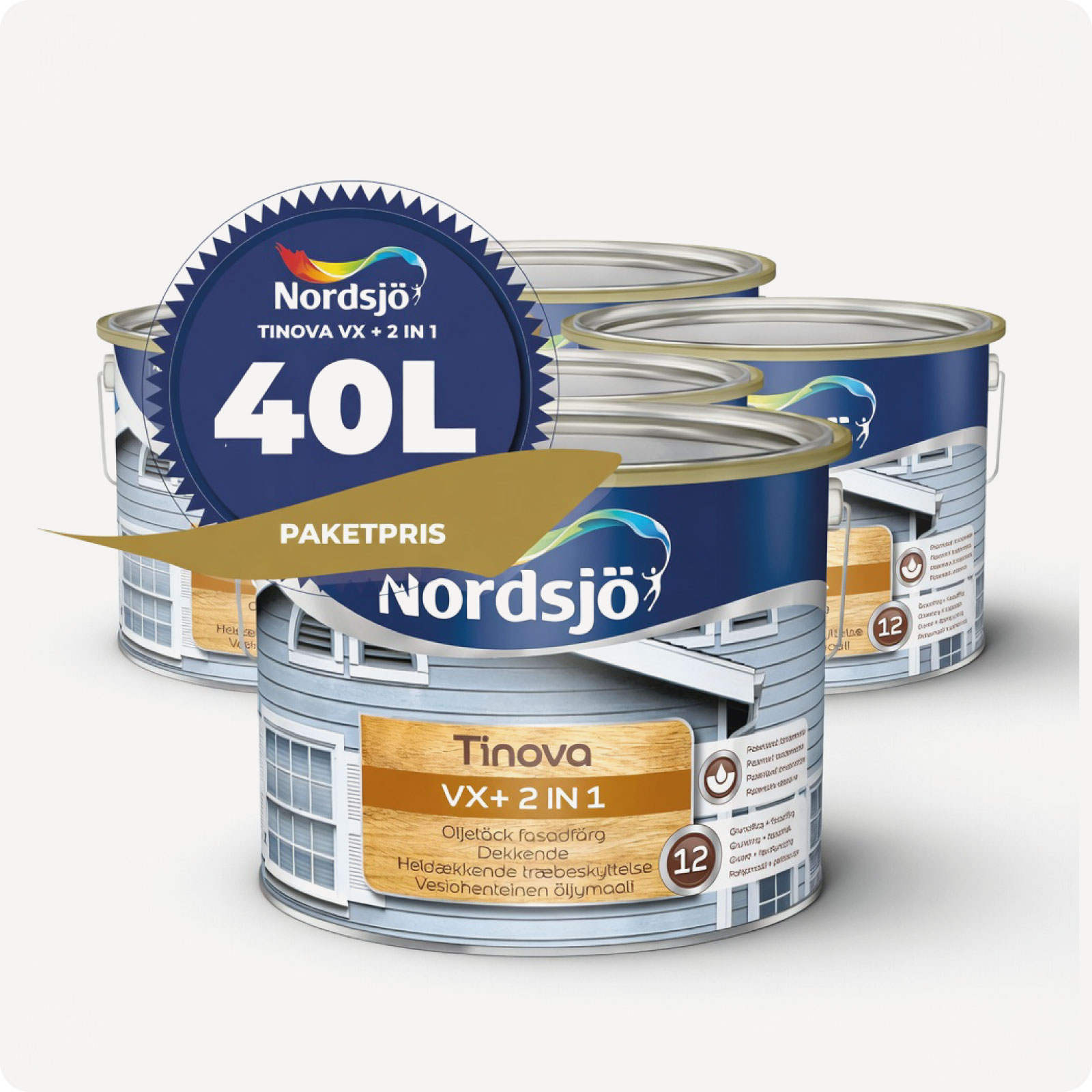 PAKET! FASADFÄRG NORDSJO VX PRO 2 IN 1, 40L