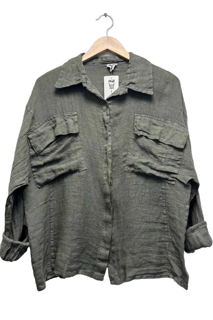 Stajl - Amalia Linnen Shirt Army - 2