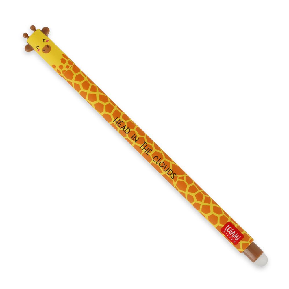 Erasable gel pen, Giraffe, sort, gelpen med blæk der kan viskes ud
