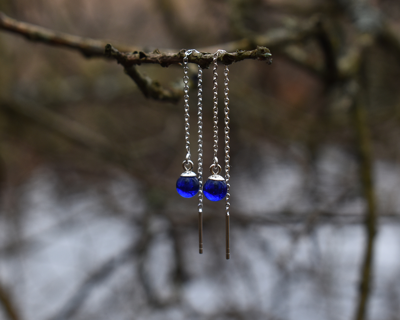 SVALÖ MIDNIGHT - blue earrings chain - 3
