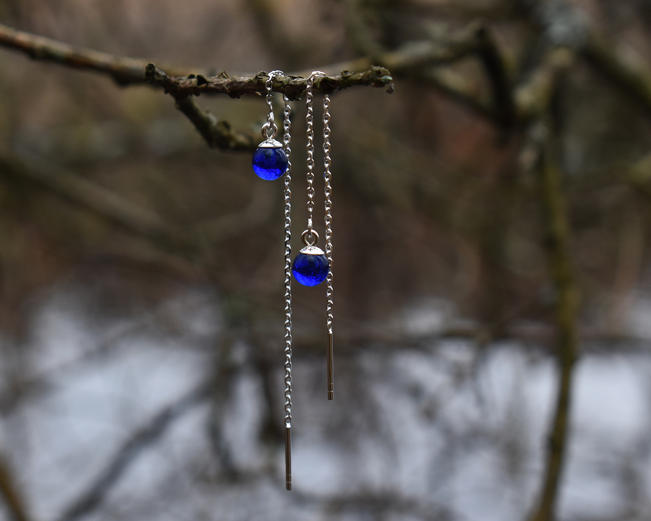 SVALÖ MIDNIGHT - blue earrings chain - 4