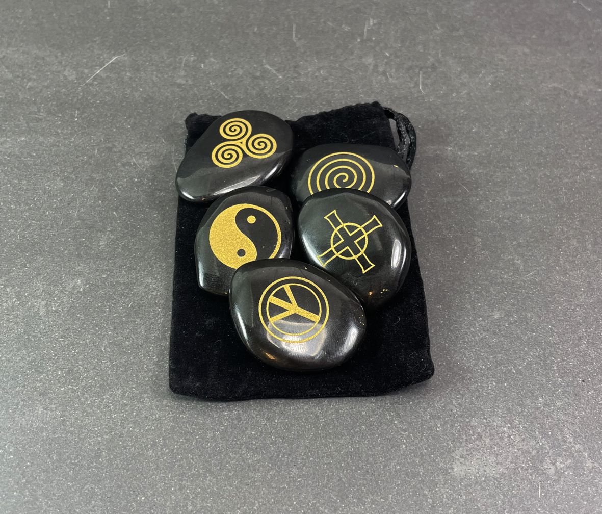 yin yang svart agat set 