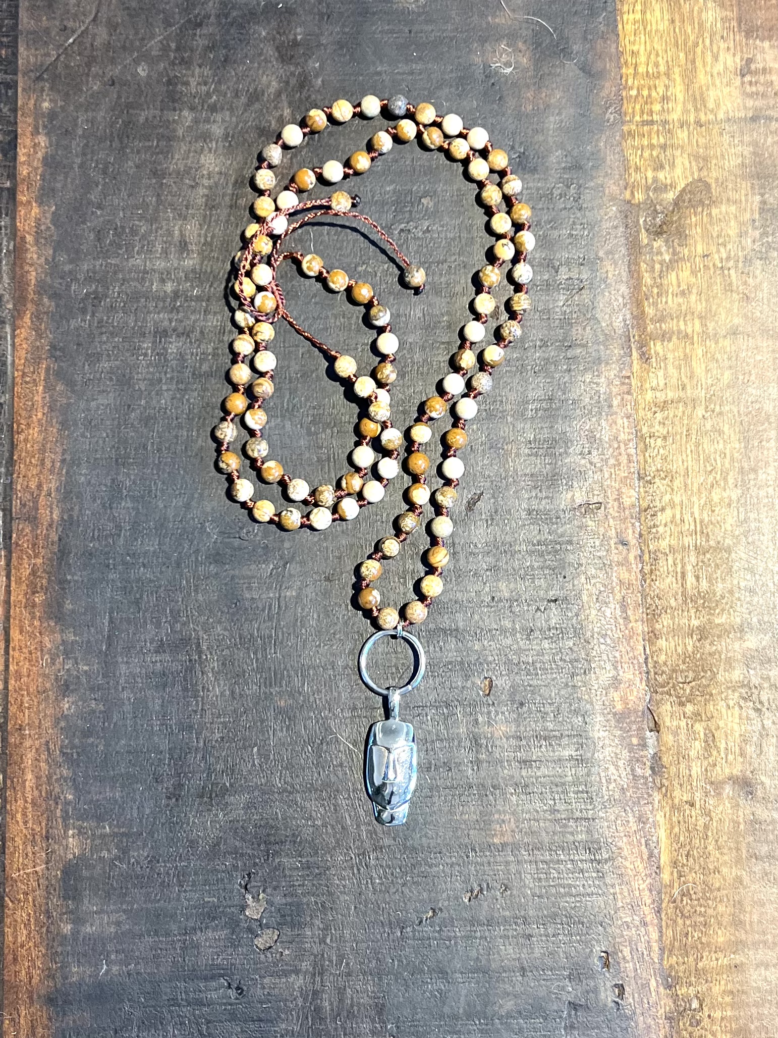 Necklace Face stone - Kaki - 2