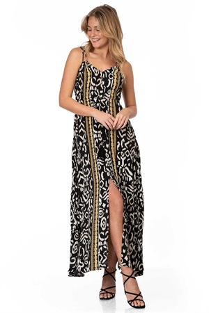 JOLINE DRESS SAND/BLACK/GOLD