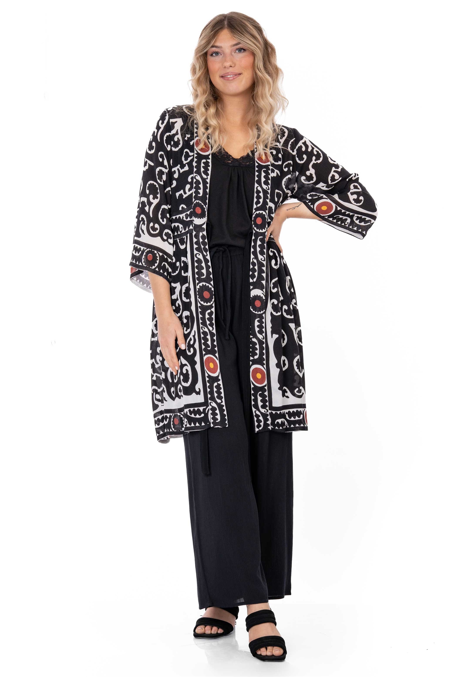 KIARA KIMONO BLACK/CREME/HENNA - 4