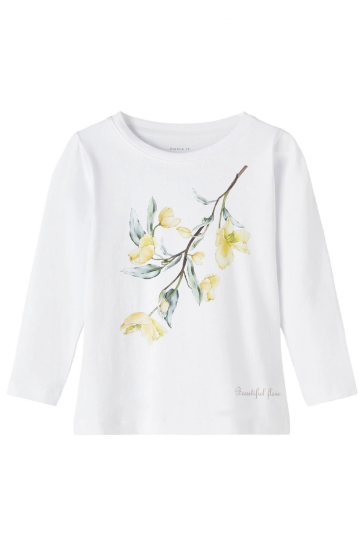 Name it Mini Top med Blomma Vit, Storlek 104