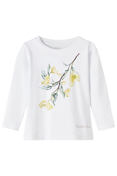 Name it Mini Top med Blomma Vit, Storlek 104