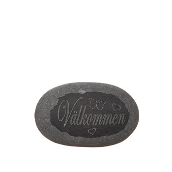 Sten med text Välkommen hjärtan