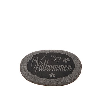 Sten med text Välkommen