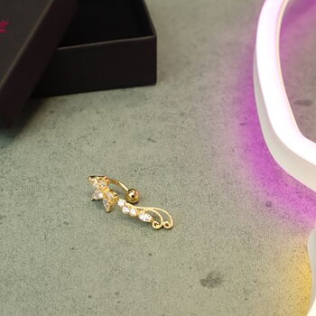 navelpiercing med vacker hänge guldpläterade äkta silver allergivänligt material piercingsmycke