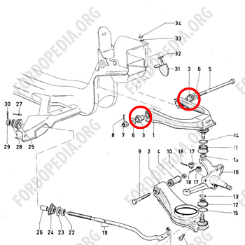 Bussningar övre länkarm serie (x4) Ford Granada