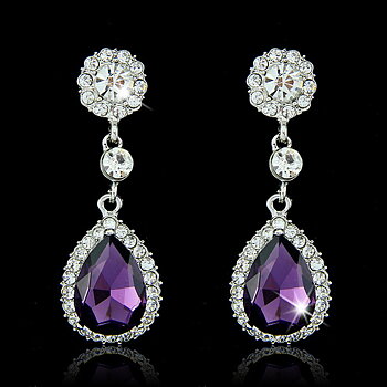 Stora Örhängen fyllda med Cubic Zirconia samt i platinumplätering -Lila