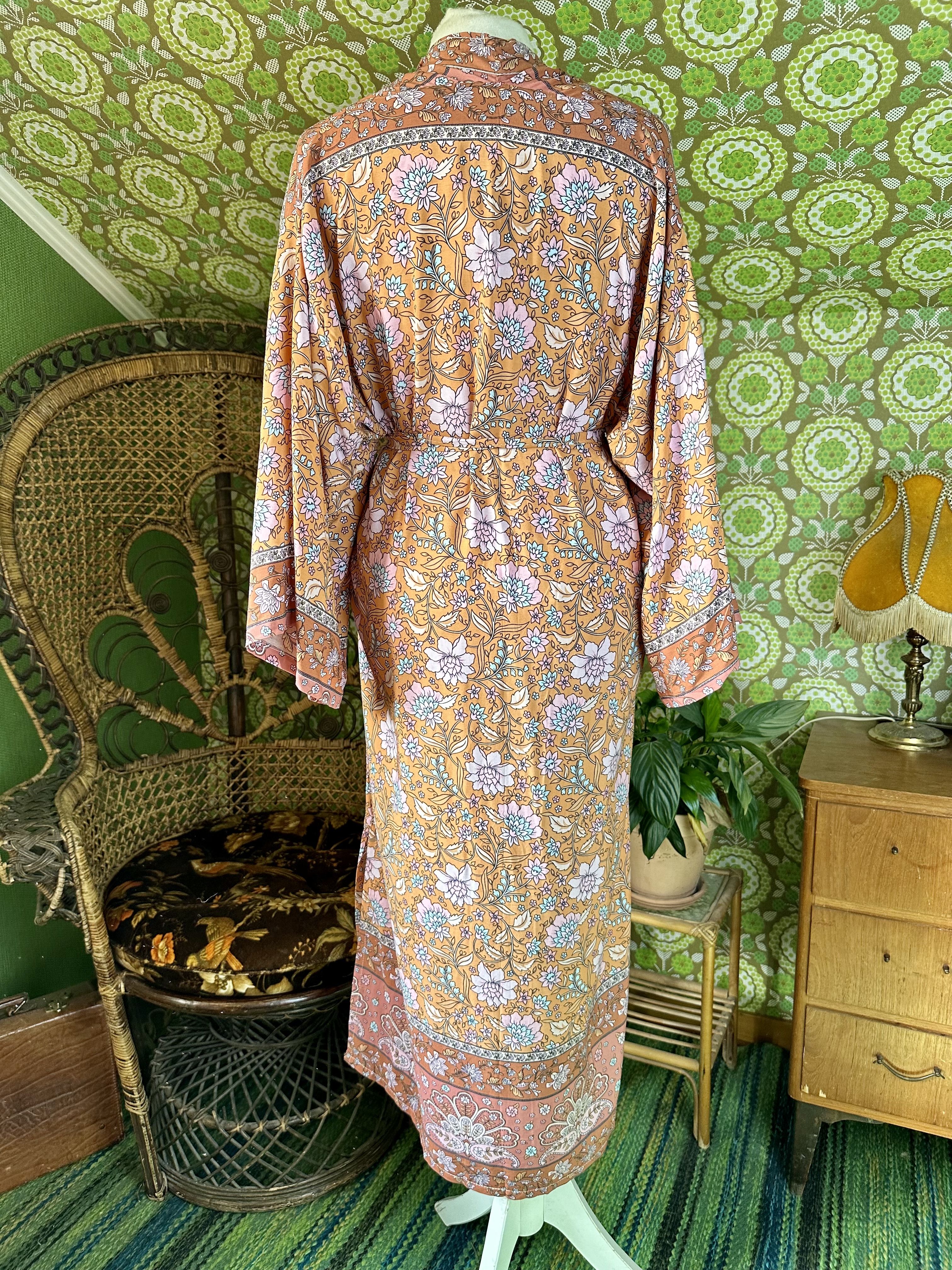 kimono  orange Bloom lång  - 4