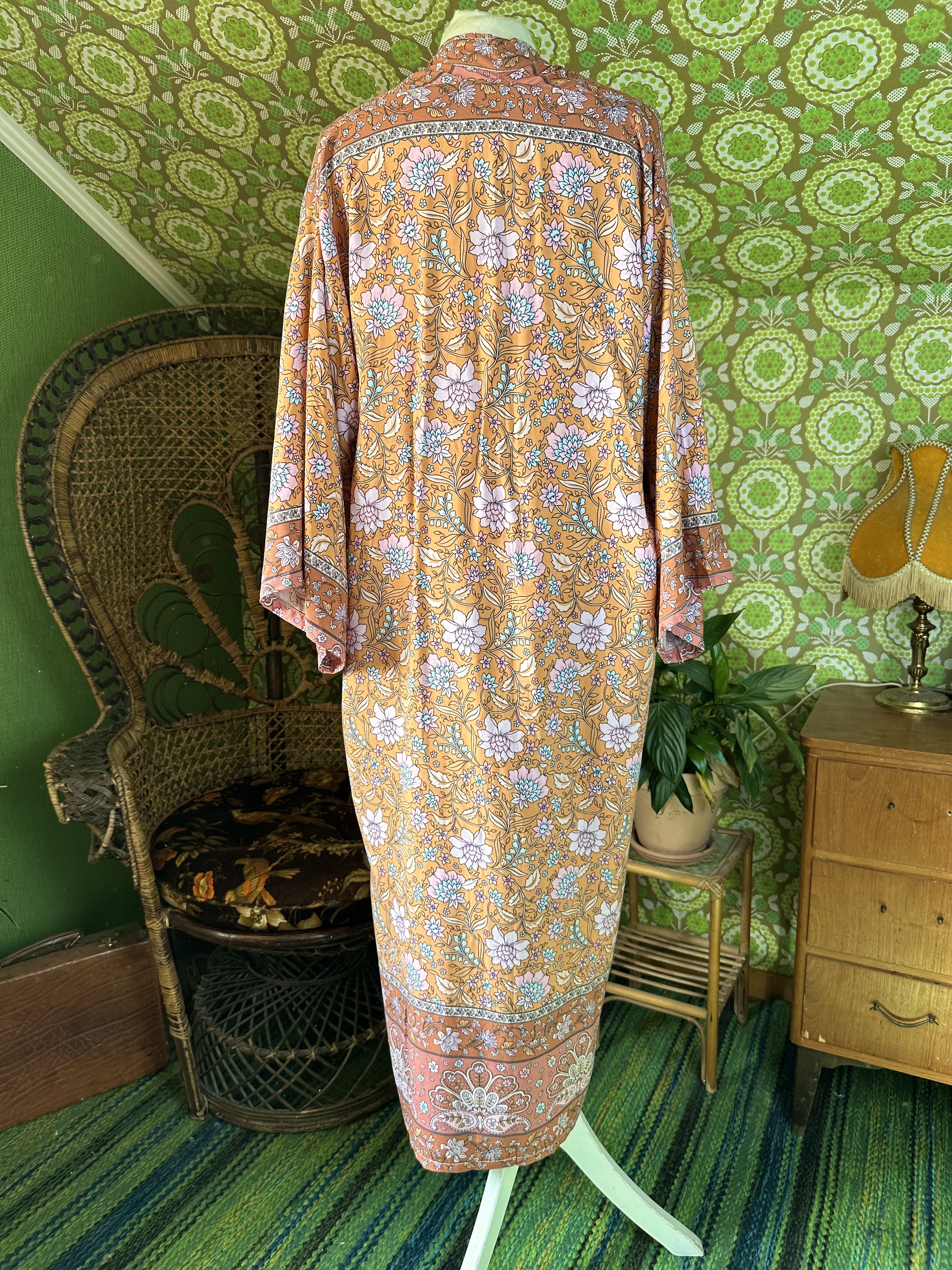 kimono  orange Bloom lång  - 5