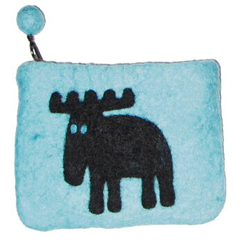 Moose felted purse, organic wool turquoise