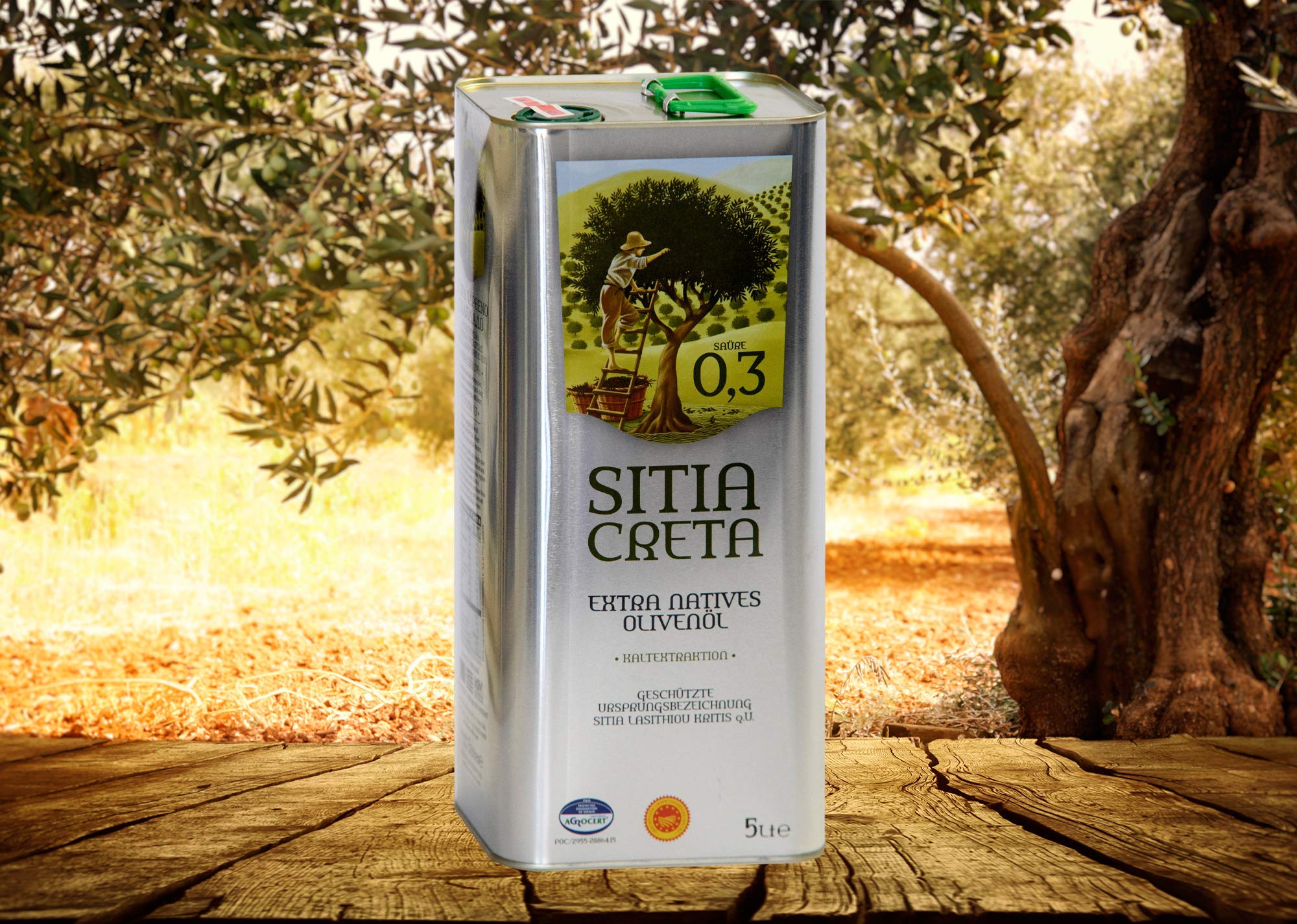 Extra Virgin Olive Oil - 0,3% - Sitía ( silver ) from Crete - Protected Designation of Origin stamp - 5 Liter - 2