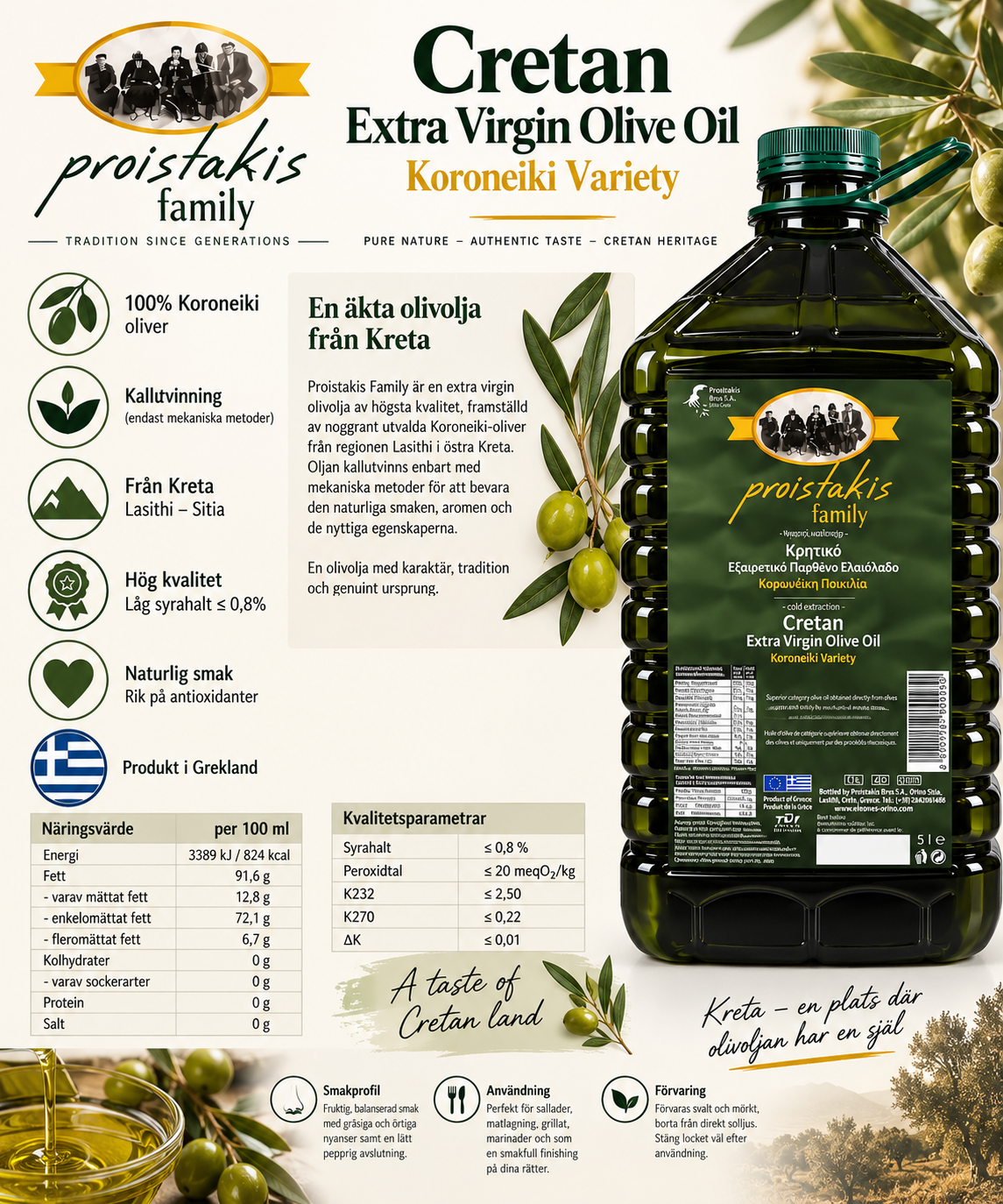 Proistakis Family Cretan Extra Virgin Olivolja 5L – Koroneiki - 5