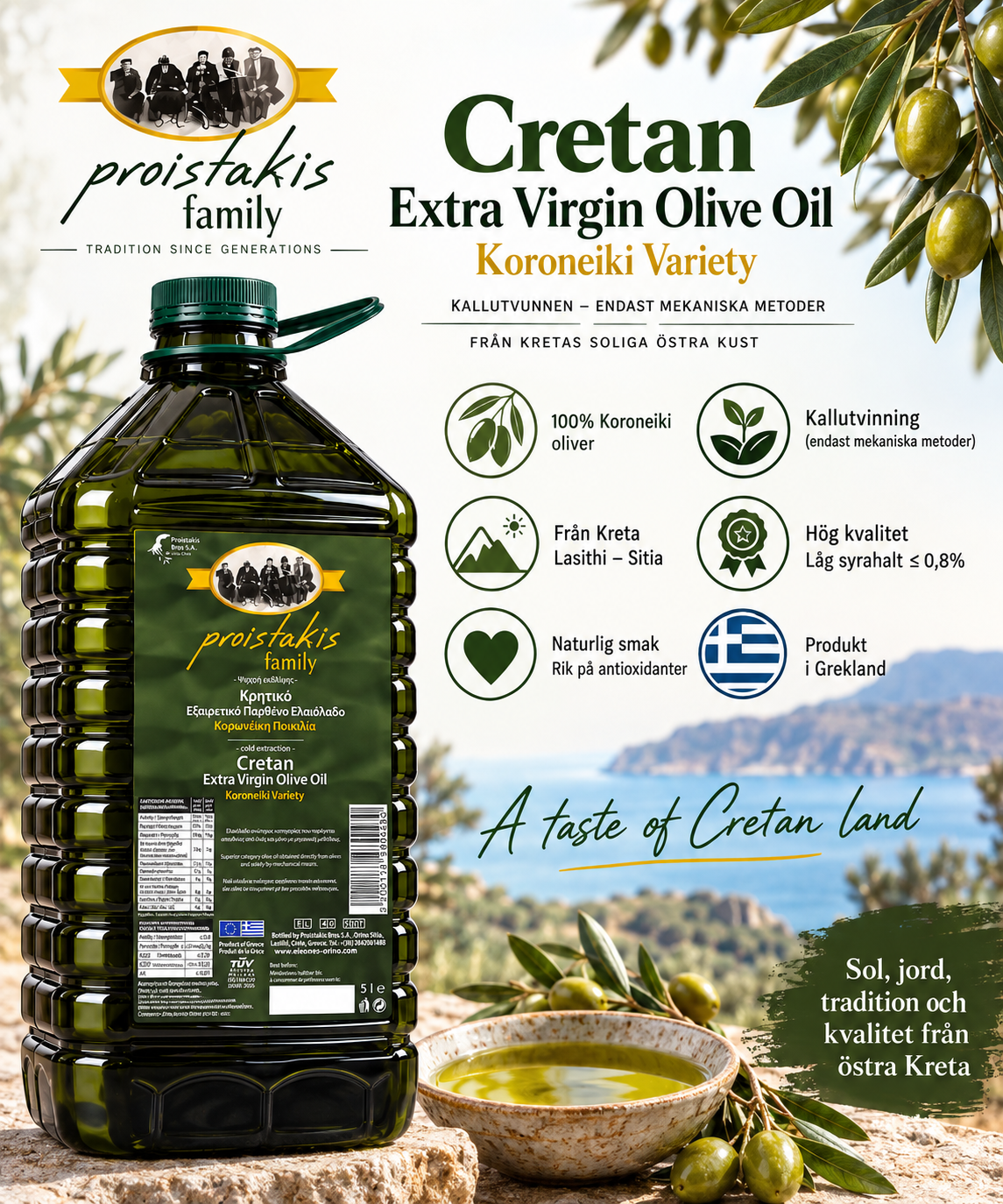 Proistakis Family Cretan Extra Virgin Olivolja 5L – Koroneiki - 3