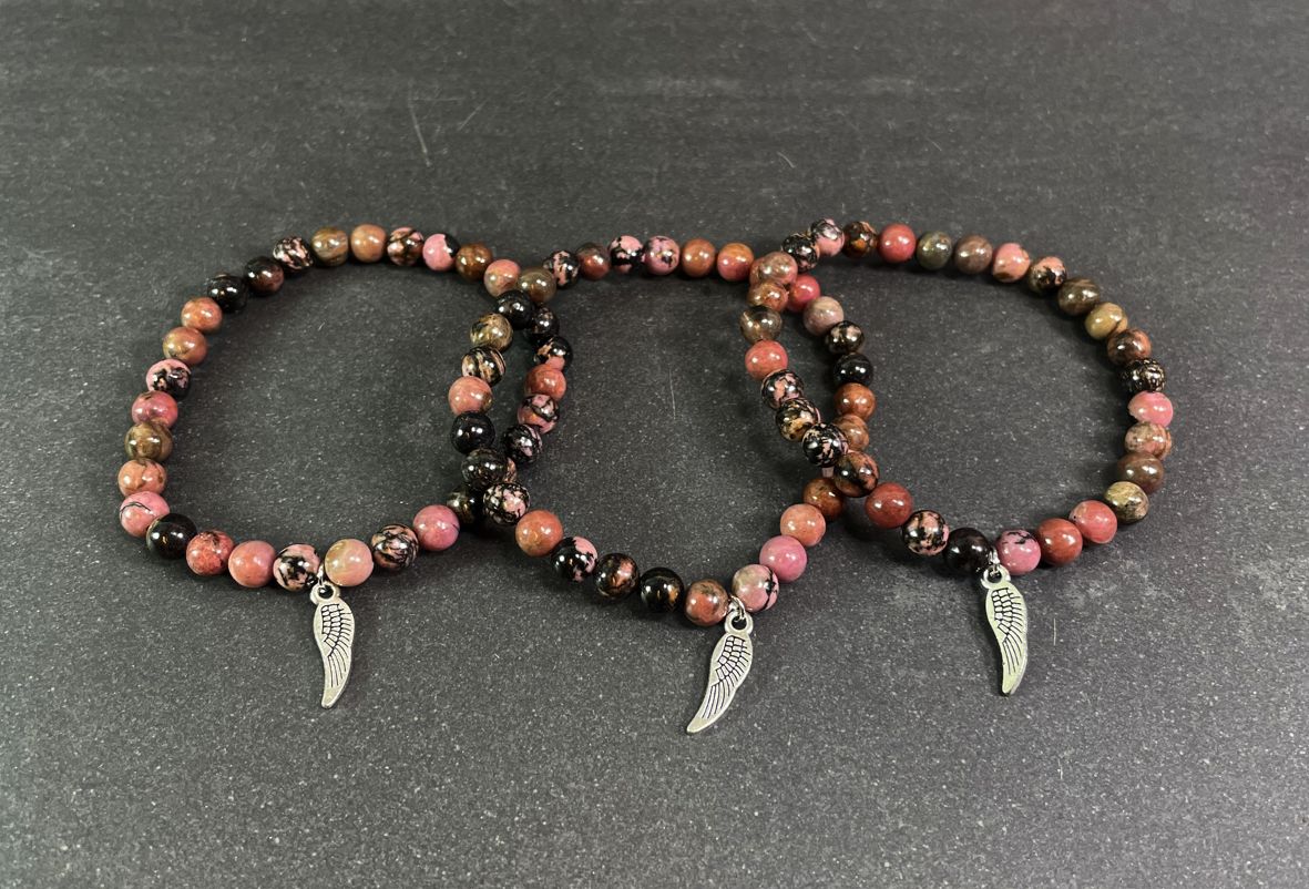 Rodonit Armband med Vinge