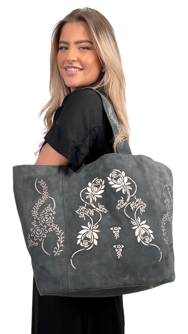 Belle Flower bag Large - mörk duvblå