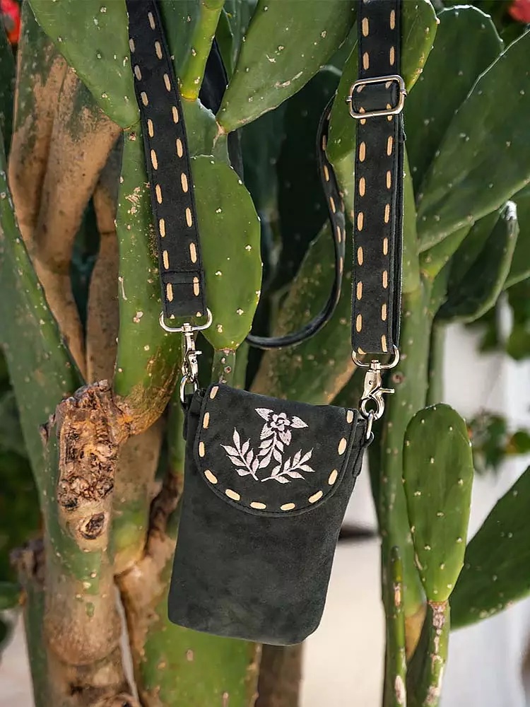 Belle Flower mobil bag  - mörk duvblå - 4