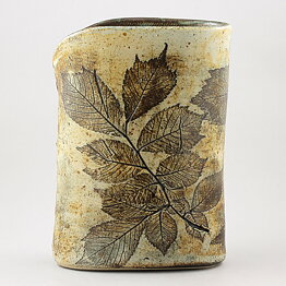 Paula von Freymann (1970s) Unique Block Vase with Plant Decor 27 cm