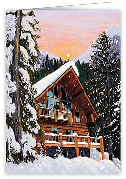 Snowed In Cabin, Greeting Card