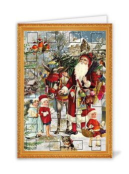 Santa With Donkey + Children, Advent Calendar