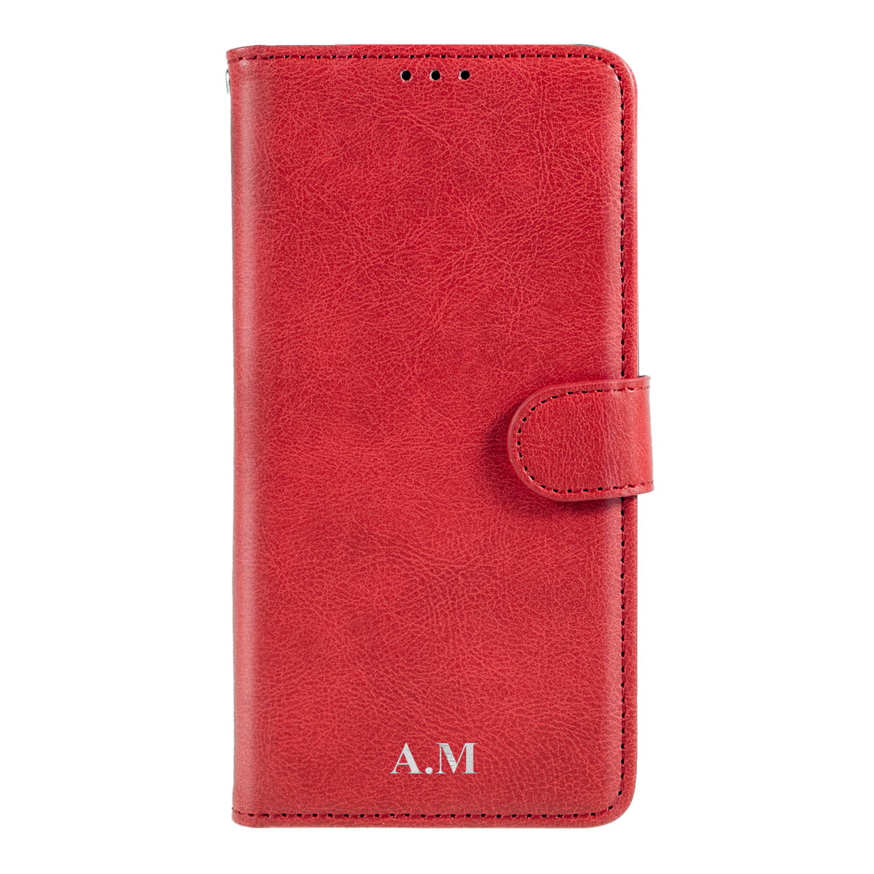 Samsung Galaxy A12 Magnet Wallet Case MONOGRAM - Red - 2