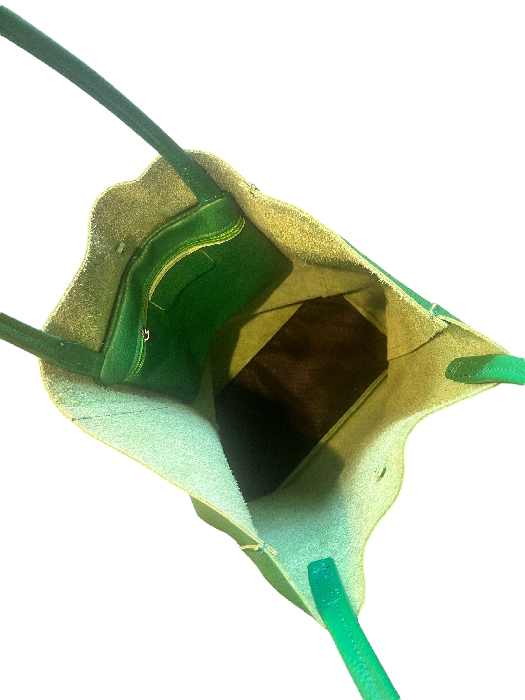 RAINBOW tote in leather, green - 2