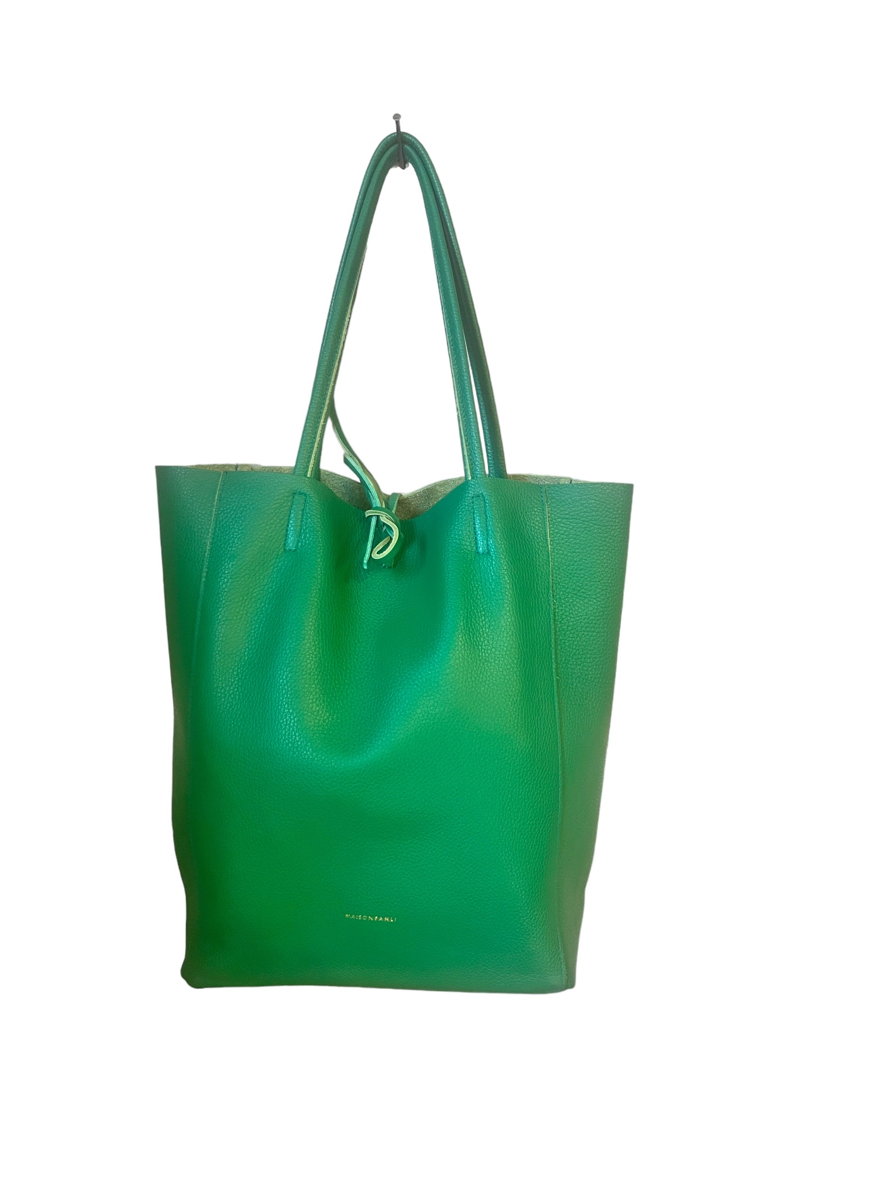 RAINBOW tote in leather, green